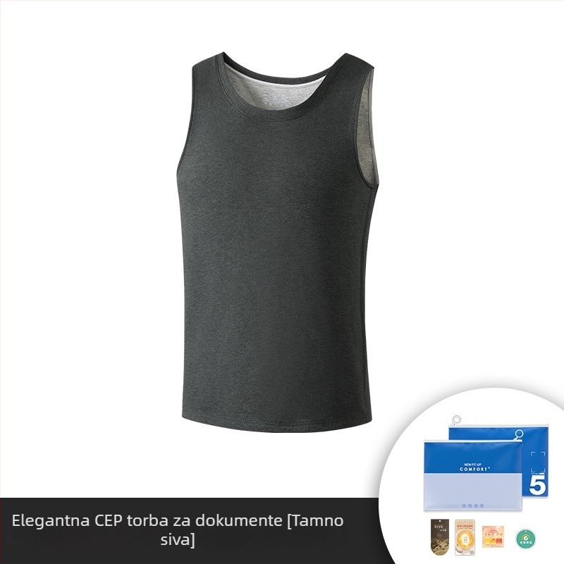 Muška termo vesta od viskoze, flis unutrašnjost, dvostruki sloj, okrugli izrez, baršunasti dodir