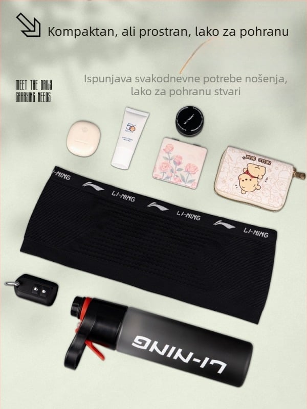 Sportski pojas za struk – prozračan poliester, proširiv, odjeljak za suho/mokra; model YBLU049-1; Li-Ning; unisex