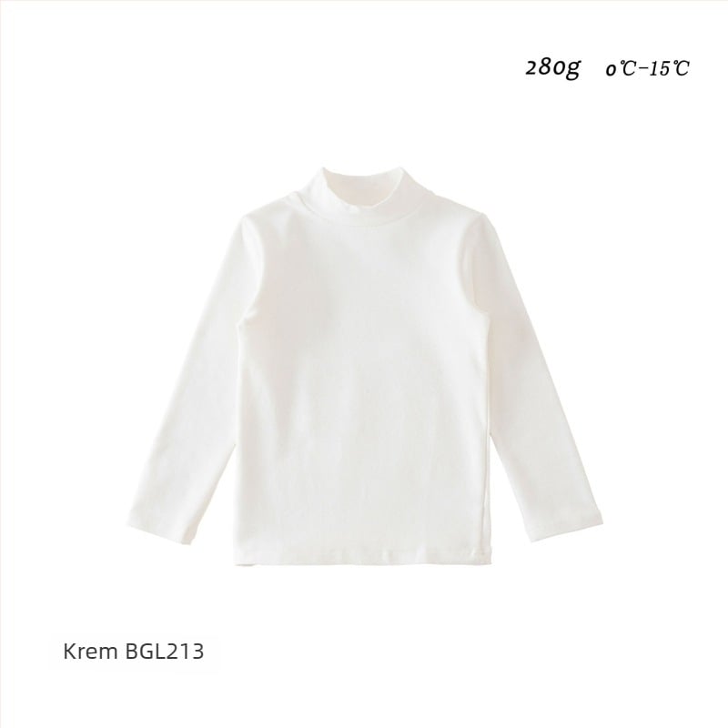 Dječji bazni top s dugim rukavima, korejskog stila, 95% pamuk, brušena mekana tkanina, bez kapucje, jednobojni uzorak, za zimu, jesen i proljeće