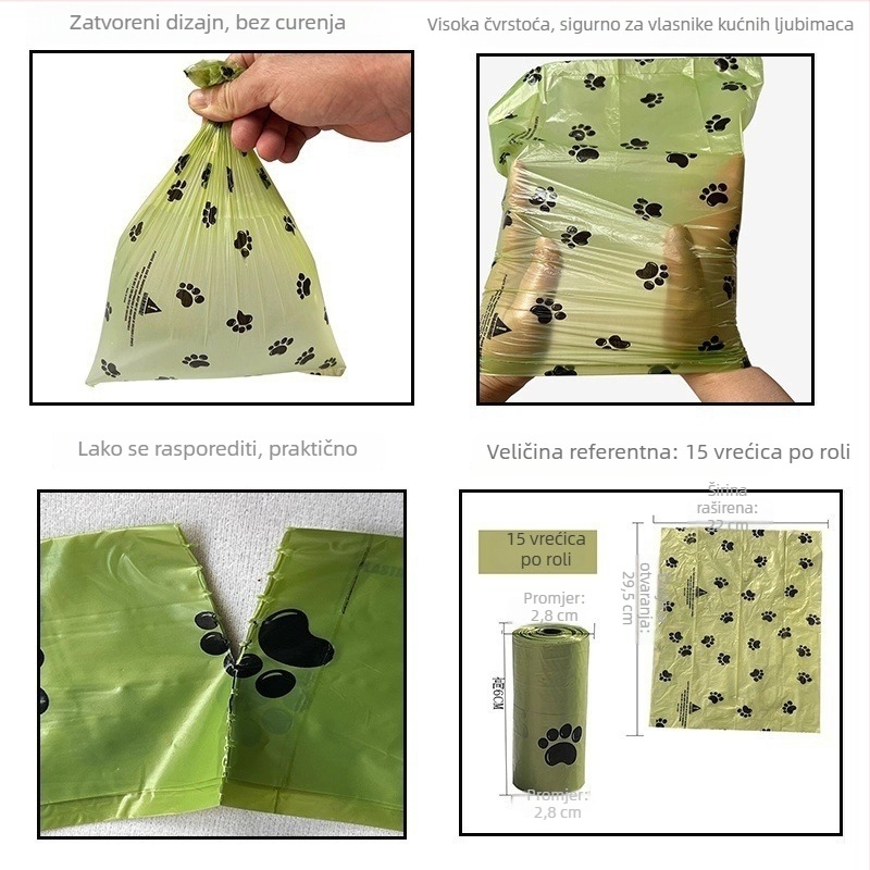 Vrećice za pseću izmet, biološki razgradive, rolos tipa, debele, jednokratne CS005