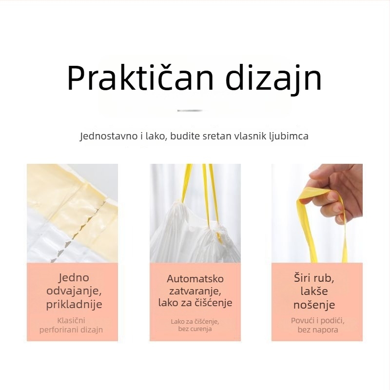 Torbe za otpad kutije za mačke, debele, kontinuirana rola, HDPE/LDPE, pogodna za inteligentne automatske mačje WC