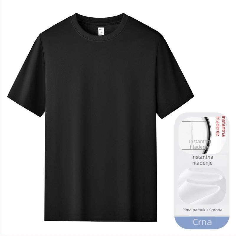 Amerigo majica od svile-pamuka, minimalistički prilagodljiv kroj, okrugli izrez, kratki rukavi, jednobojna