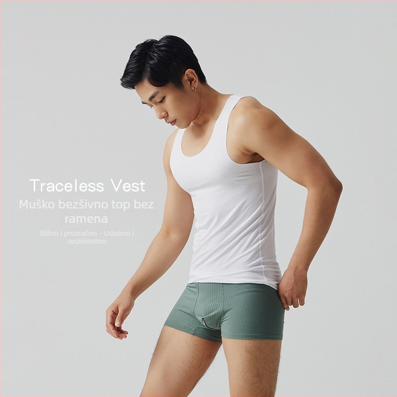 Muški Ecocos tank top, tanak materijal 121–140 g/m², regenerirana vlakna celuloze 90–95%, okrugli izrez