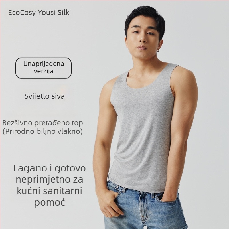 Muški Ecocos tank top, tanak materijal 121–140 g/m², regenerirana vlakna celuloze 90–95%, okrugli izrez