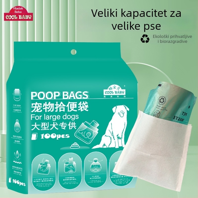 Cool Baby vrećice za pseće izmet – dvostruko slojne, debeli, jednokratni, ploski otvor, od plastike i vodotopivog papira