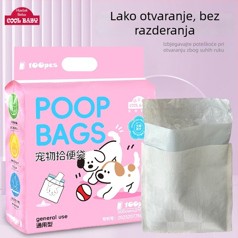 Cool Baby vrećice za pseće izmet – dvostruko slojne, debeli, jednokratni, ploski otvor, od plastike i vodotopivog papira