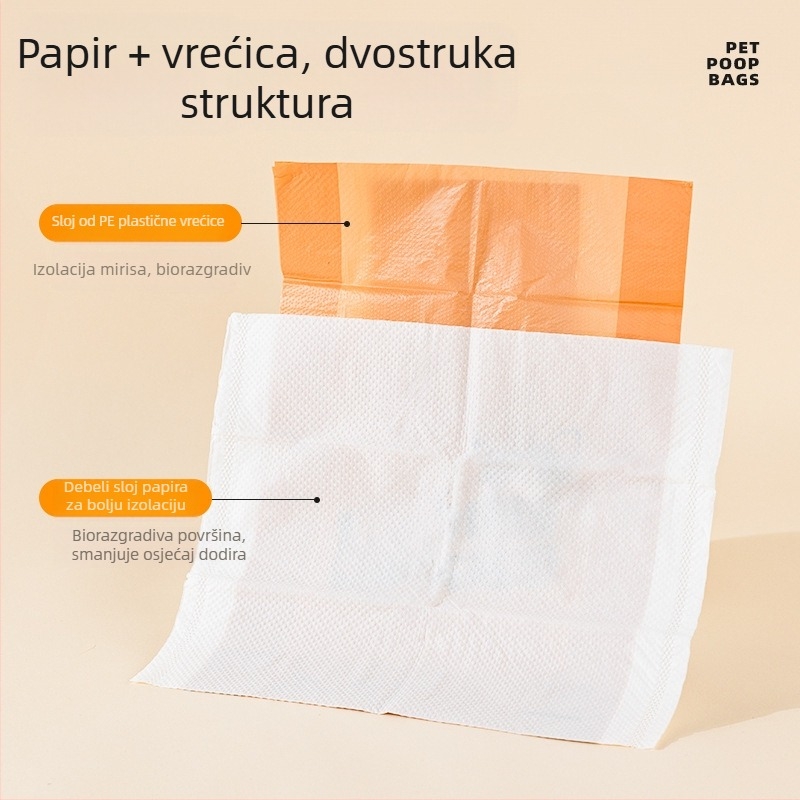 Torbe za pseći otpad, dvostruki sloj, debeli, prijenosni, vodotopni papir, ravno otvaranje, Seven Oh