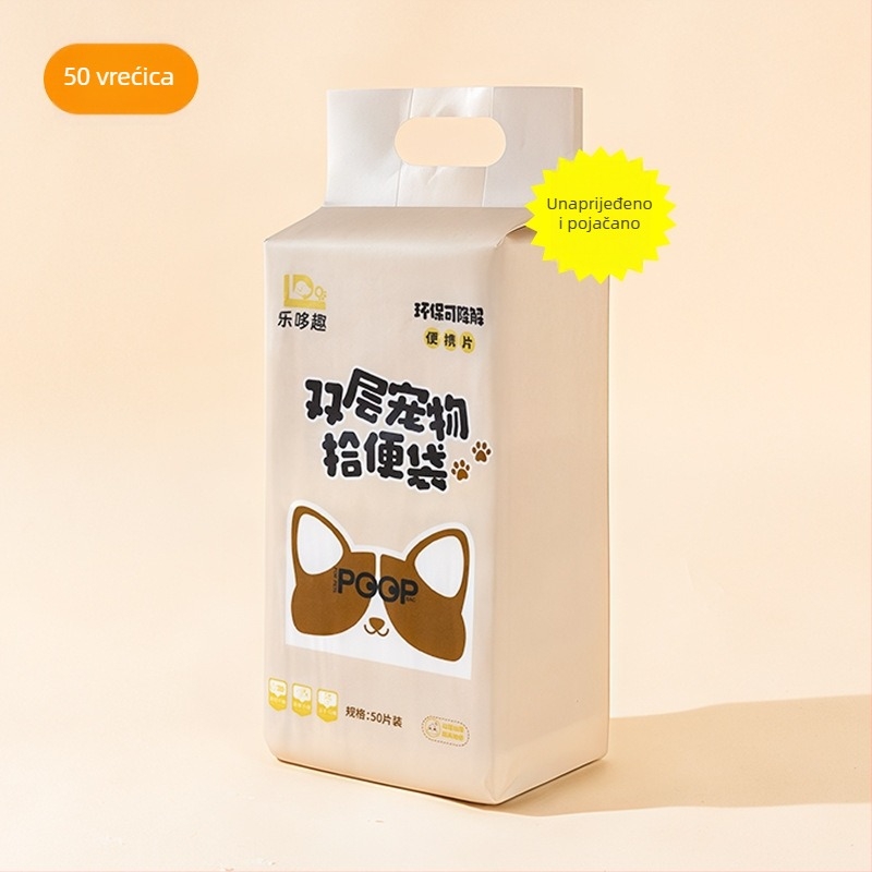 Torbe za pseći otpad, dvostruki sloj, debeli, prijenosni, vodotopni papir, ravno otvaranje, Seven Oh
