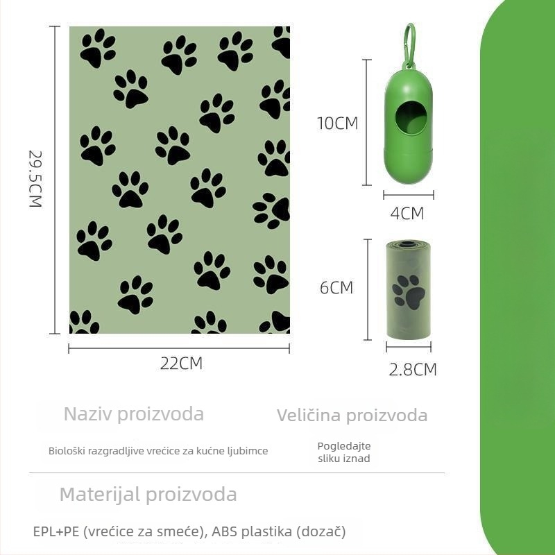 Torbe za pseći izmet, debele, potpuno razgradive, prijenosne — EPL+PE, ABS