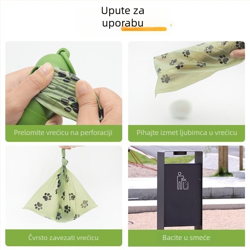 Torbe za pseći izmet, debele, potpuno razgradive, prijenosne — EPL+PE, ABS