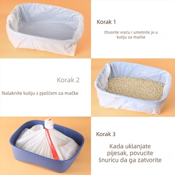 Jednokratne vrećice za mačji šljunak u kutiji, debeli plast, kontinuirani valjak