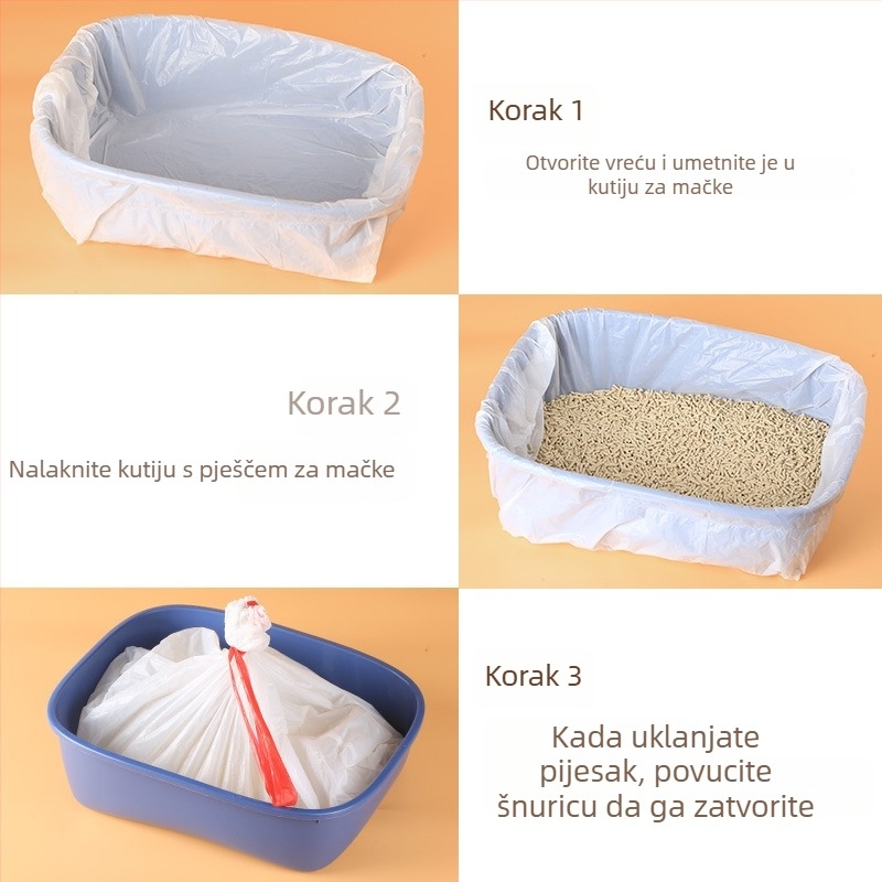 Jednokratne vrećice za mačji šljunak u kutiji, debeli plast, kontinuirani valjak
