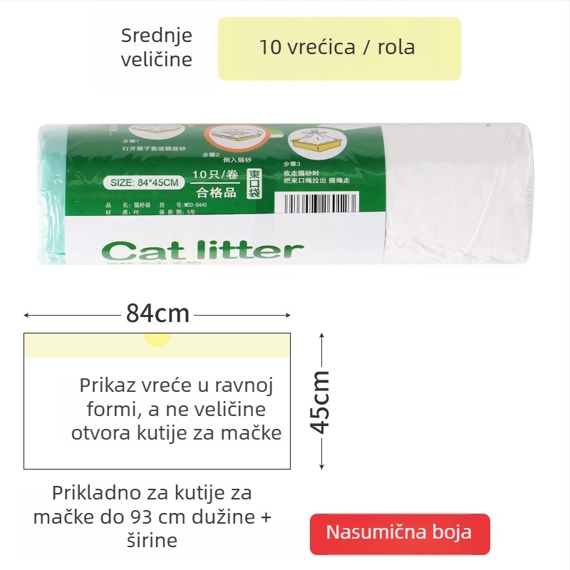 Jednokratne vrećice za mačji šljunak u kutiji, debeli plast, kontinuirani valjak