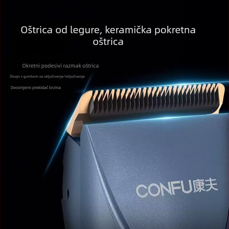 Koji bežični kliper za kosu s brushless motorom, zamjenjiva i periva glava, nože od nehrđajućeg čelika, kućište s elektroplatom, niski šum