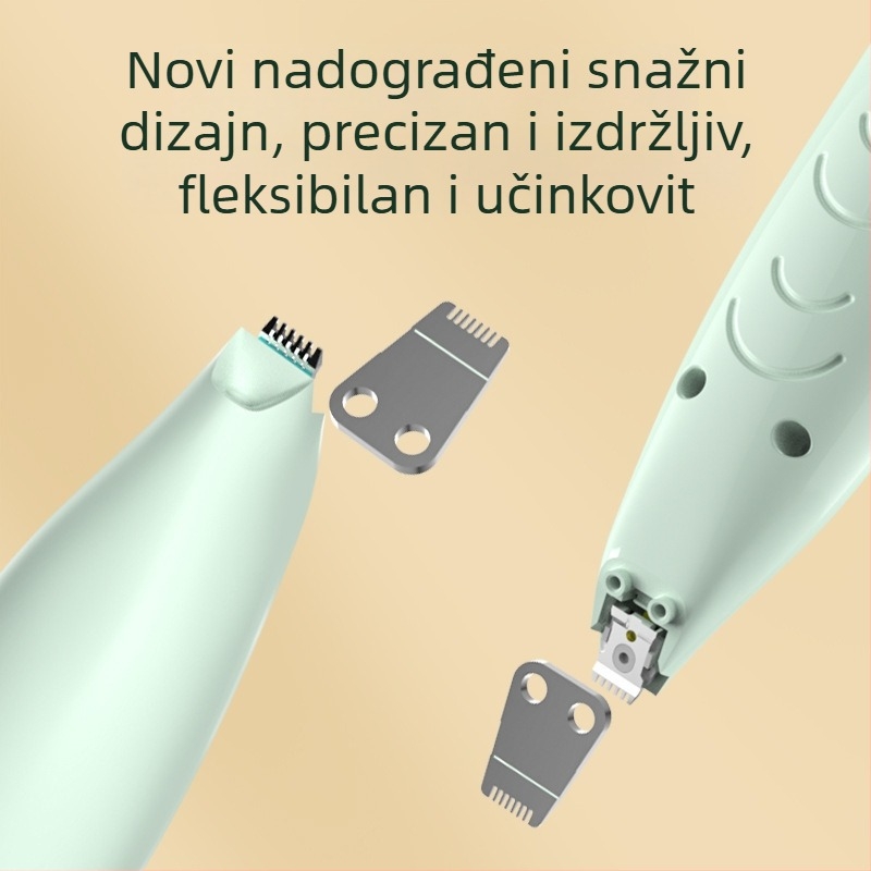 Električni trimer za kućne ljubimce s LED svjetlom za mačke i pse — konstrukcija od ABS-a i nehrđajućeg čelika, branda Three Southern One Wood, namijenjen šišanju šapa.