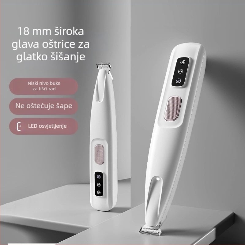 Trimer za šape mačke, tih, punjiv, oštrice od ABS, keramike i nehrđajućeg čelika