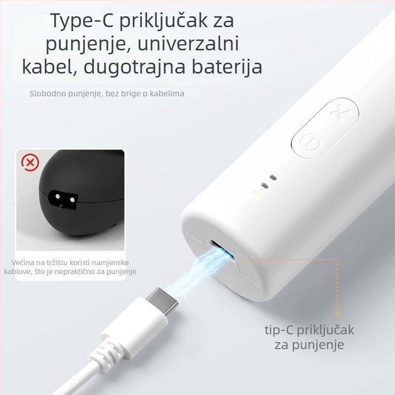 HC-W008 dječji aparat za šišanje kose s ultra-tihim motorom, vodootporan, ugrađena baterija, keramički oštrice, trajanje rada 0–1 h