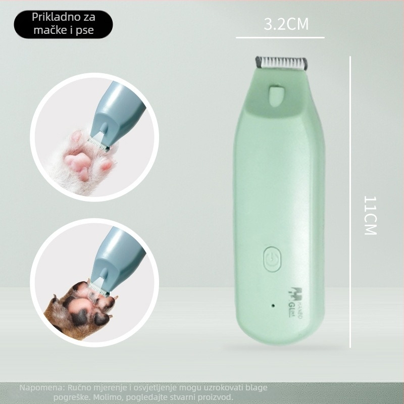 Električni trimer za kućne ljubimce za mačke i pse – Materijal: ABS+keramika+nehrđajući čelik 301; Tiho s osvjetljenjem