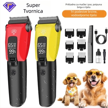 FK-9003 Prijenosni električni alat za njegovanje kućnih ljubimaca s nehrđajućim oštricama, četkasti motor, integrirana baterija 1000–1200 mAh, radno vrijeme 3–6 sati, vodootporan