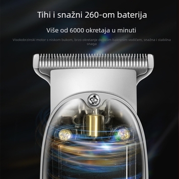 Šišač kose s LCD zaslonom, četkasti motor, oštrice od nehrđajućeg čelika, ugrađena baterija 500-800 mAh, trajanje 1-3 h