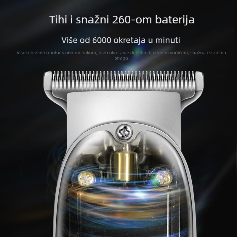 Šišač kose s LCD zaslonom, četkasti motor, oštrice od nehrđajućeg čelika, ugrađena baterija 500-800 mAh, trajanje 1-3 h