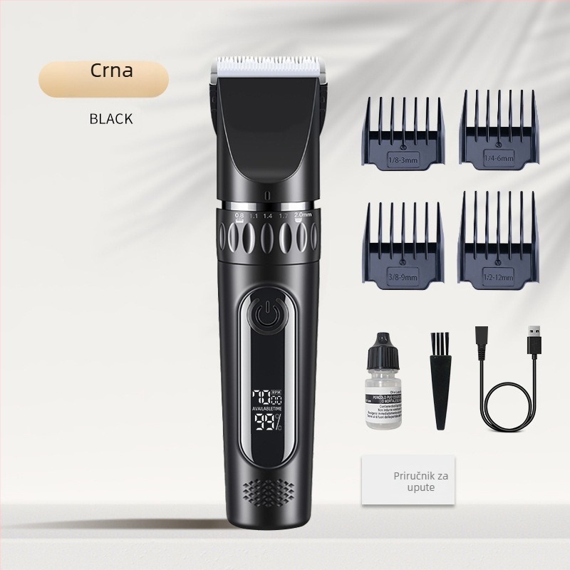Električni češalj za kosu s USB napajanjem, ugrađena baterija 1000–1200 mAh, oštrica od nehrđajućeg čelika (izvadiva i periva), buka 36–45 dB