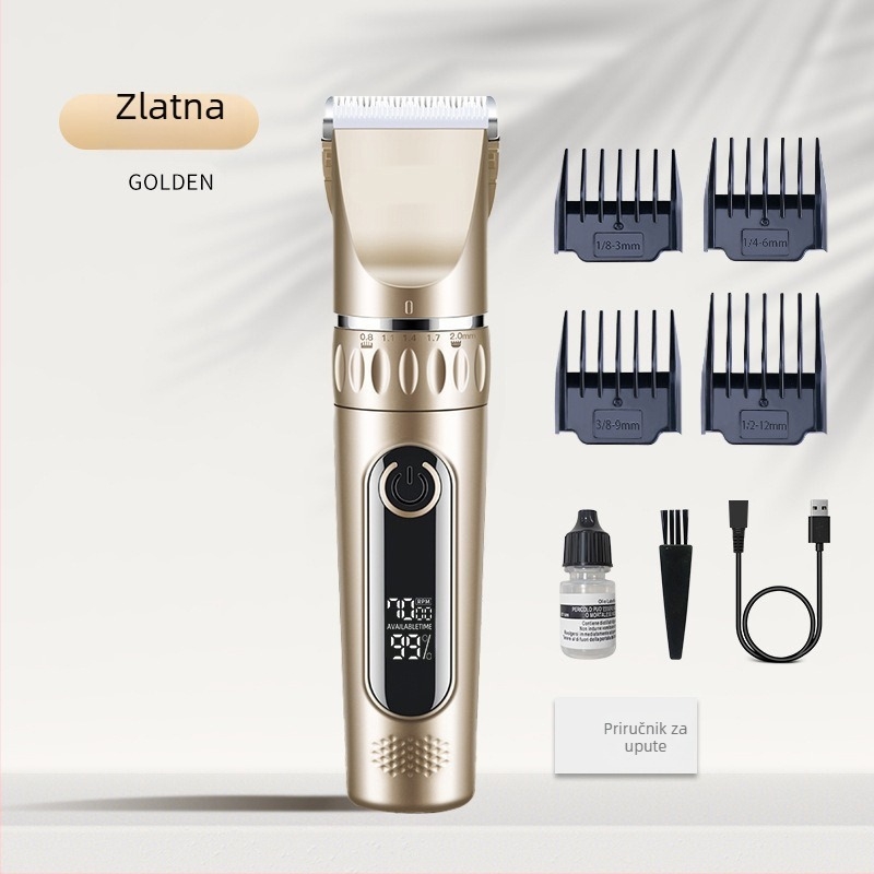 Električni češalj za kosu s USB napajanjem, ugrađena baterija 1000–1200 mAh, oštrica od nehrđajućeg čelika (izvadiva i periva), buka 36–45 dB