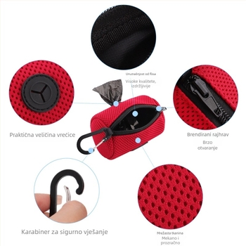 Dispenzer vrećica za pseći izmet, ručni, mrežasta tkanina, prozračan, za vanjsku upotrebu