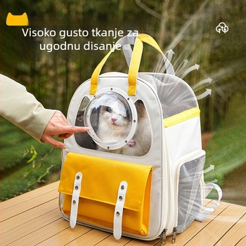 Ruksak za kućne ljubimce s dizajnom svemirske kapsule, veliki kapacitet, plastično kućište, srednje tvrdoće