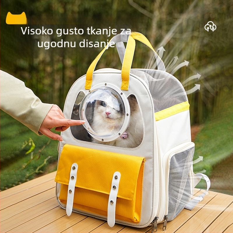 Ruksak za kućne ljubimce s dizajnom svemirske kapsule, veliki kapacitet, plastično kućište, srednje tvrdoće