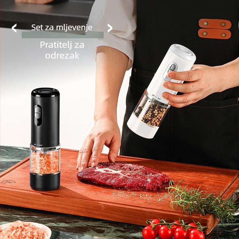Punjivi električni mlin za papar s posudom za morsku sol, ABS kućište, mogućnost logotipa, model KYMQ-44B
