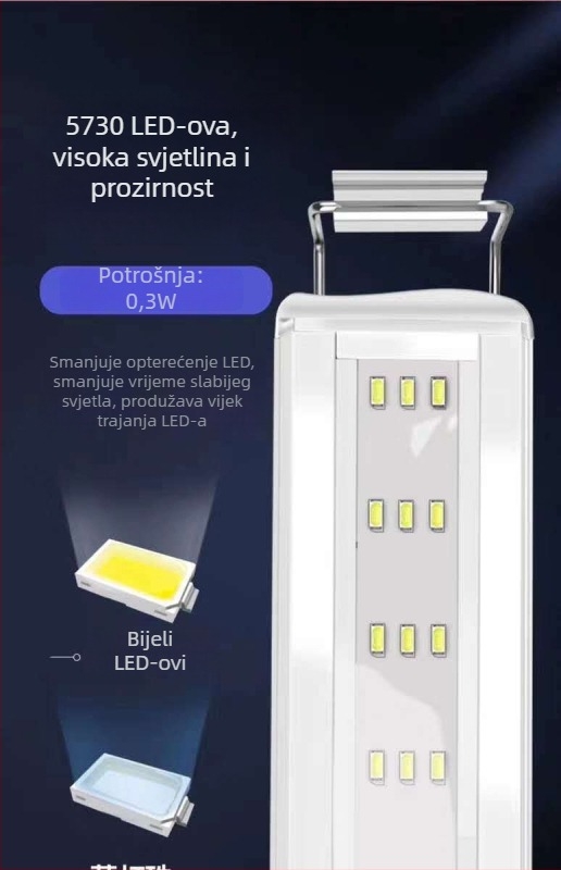 LED svjetlo za akvarij s punim spektrom, vodootporno, Quanlong - PVC konstrukcija, rasvjeta, licencirana privatna oznaka