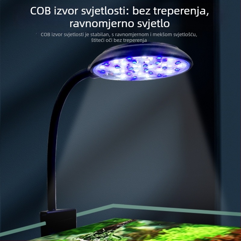 LED akvarijska klips lampica za ribe i vodene biljke, USB mini rasvjeta, 7W