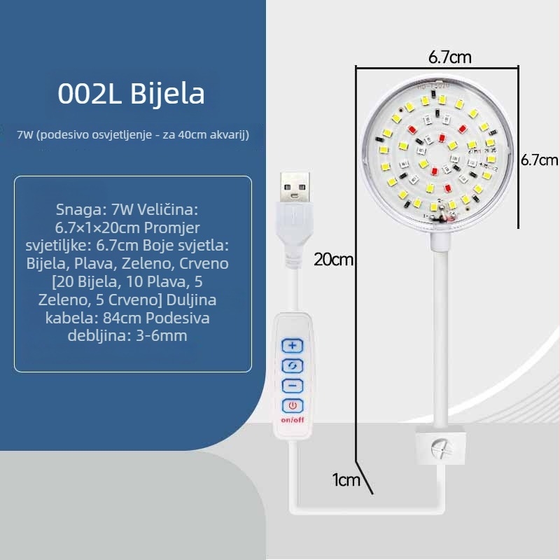 LED klips lamp za akvarij, energetski učinkovito osvjetljenje, ABS, 5W/7W