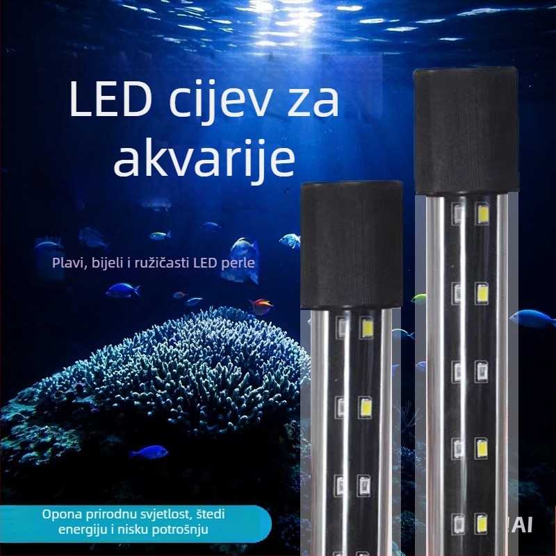 LED lampica za akvarij, staklena cijev, 220–240V, 2 kg, energetski učinkovita