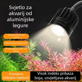 Lampa za akvarij od aluminijske legure, trobojno podesivo osvjetljenje za vodene biljke, vodootporna rasvjeta za akvarijski krajolik, reflektor visoke svjetline za alge