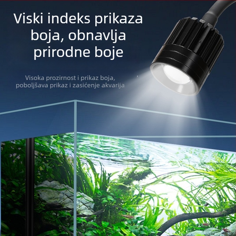 Lampa za akvarij od aluminijske legure, trobojno podesivo osvjetljenje za vodene biljke, vodootporna rasvjeta za akvarijski krajolik, reflektor visoke svjetline za alge