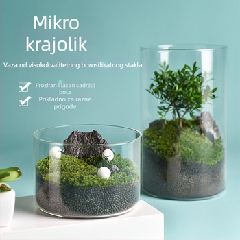 Prozirna staklena vaza za mikro krajolik, cilindrični oblik, borosilikatno staklo, prilagodljivo, Thick Glass