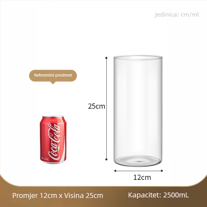 Prozirna staklena vaza za mikro krajolik, cilindrični oblik, borosilikatno staklo, prilagodljivo, Thick Glass