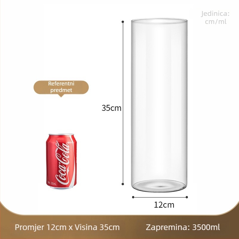Prozirna staklena vaza za mikro krajolik, cilindrični oblik, borosilikatno staklo, prilagodljivo, Thick Glass