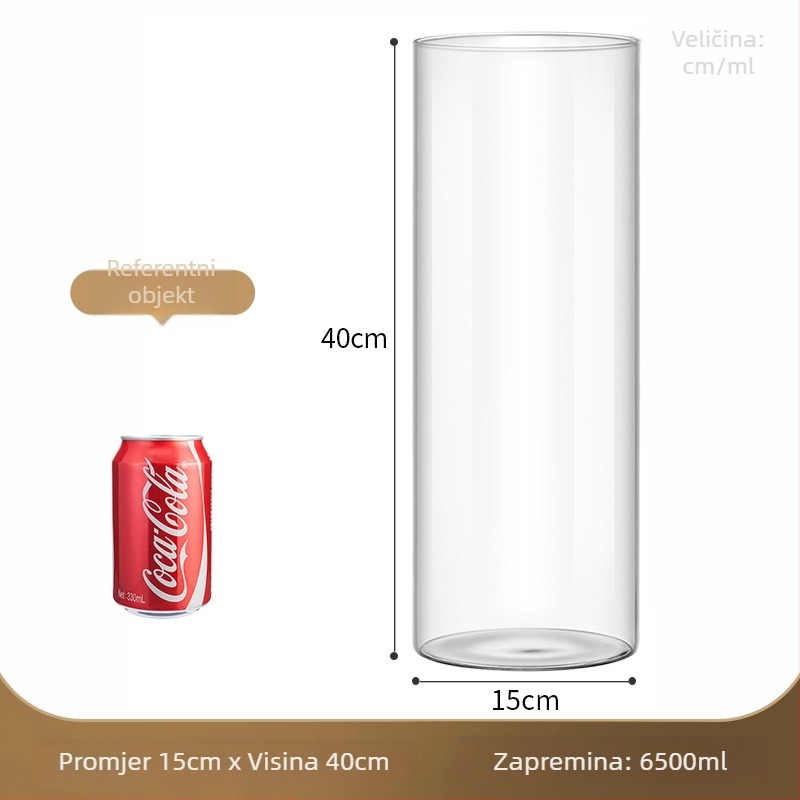 Prozirna staklena vaza za mikro krajolik, cilindrični oblik, borosilikatno staklo, prilagodljivo, Thick Glass