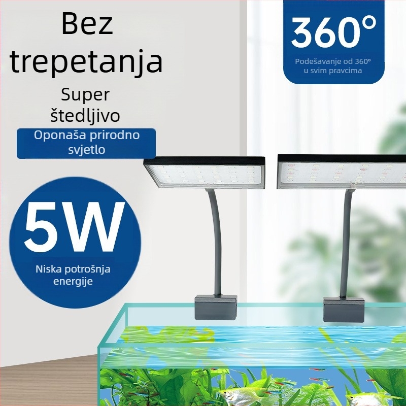 LED svjetiljka za akvarij s klipom - otporna na prskanje, štednja energije 9W/15W/5W/8W, osvjetljenje akvarija