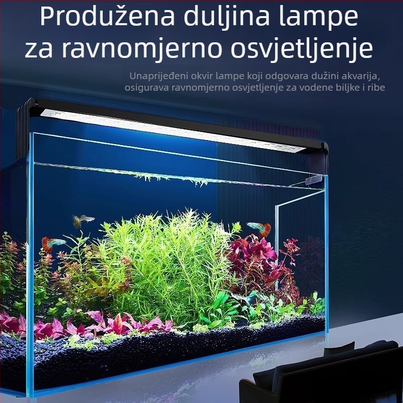 LED lampu za akvarij, aluminijska legura, 5W, vodootporna, puni spektar, teleskopški držač lampe