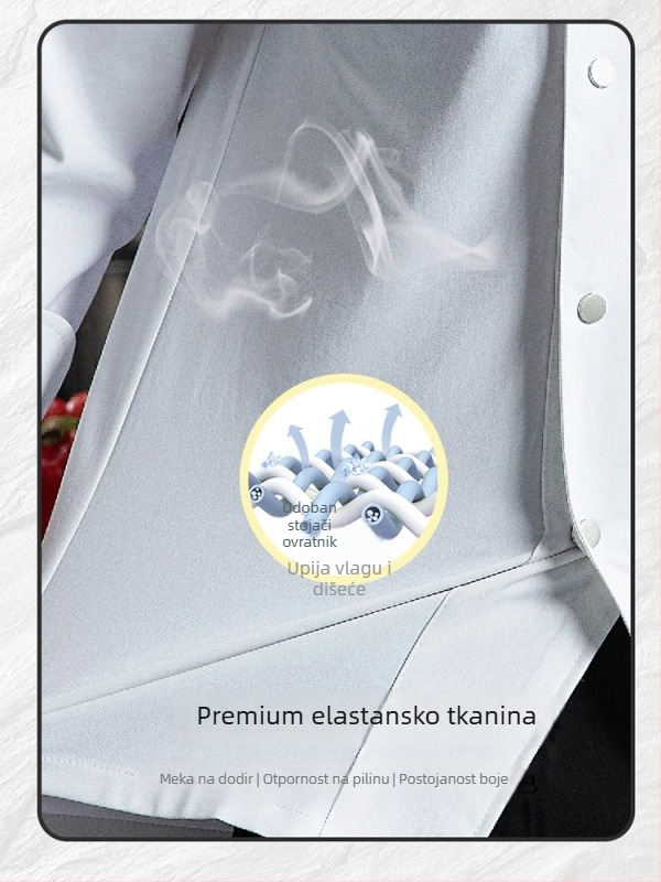 Elastično pamučno kuharsko radno odjeća s dugim rukavima, jesen-zima, za catering/restorane