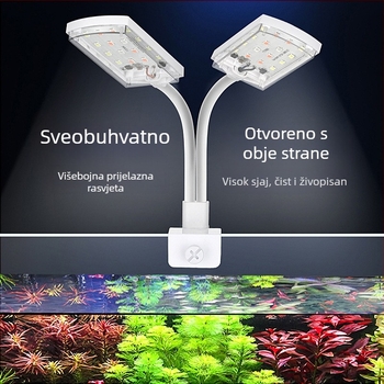 Dvostruka klips lampica za akvarij — plastika, 6W, 200 g, Spring Dragon