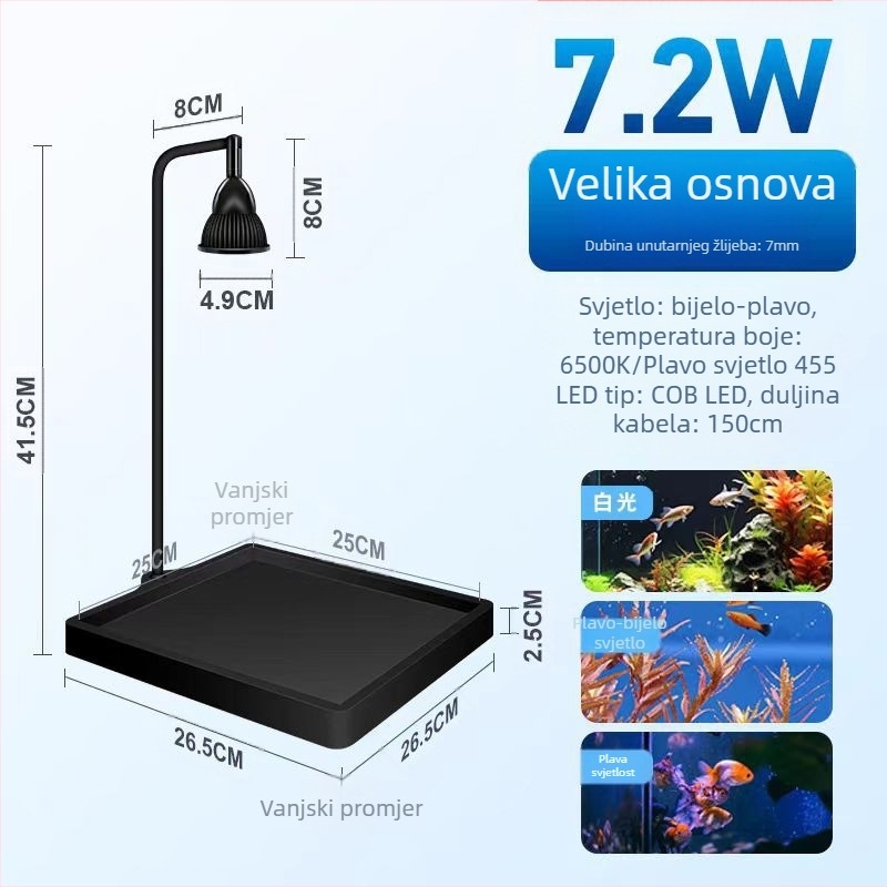 LED osvjetljenje za akvarij – stolni reflektor s bazom, za vodene biljke i mahovinu, marka Yikoda