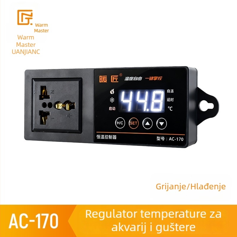 Regulator temperature za akvarij s temperaturnim senzorom, digitalnim zaslonom i priključkom, inteligentno upravljanje temperaturom, preciznost 1°