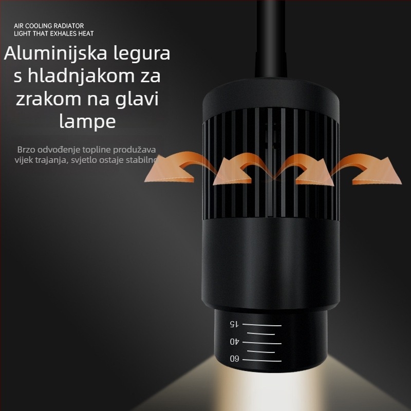 Akvarijsko LED svjetlo s klipom, vodootporno, puni spektar, prilagodljiv zum zraka, kućište od aluminijske legure, snaga 3W–12W