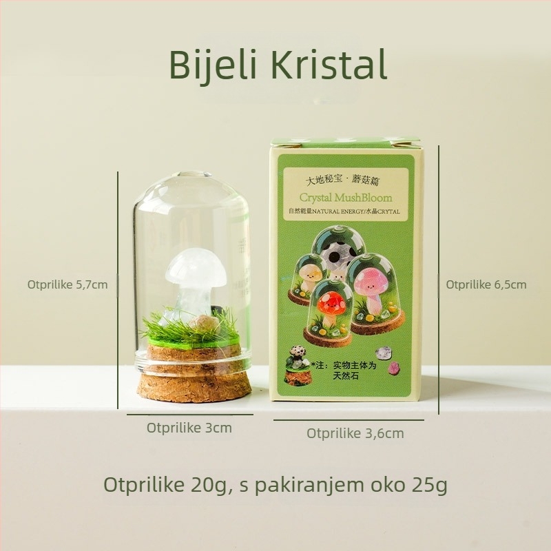 Set od 9 kristalnih gljiva u bočici želja – kristalni mini pejzaž ukras, poklon pakiranje, moderan minimalistički geometrijski dizajn, Apeng Crystal Crafts