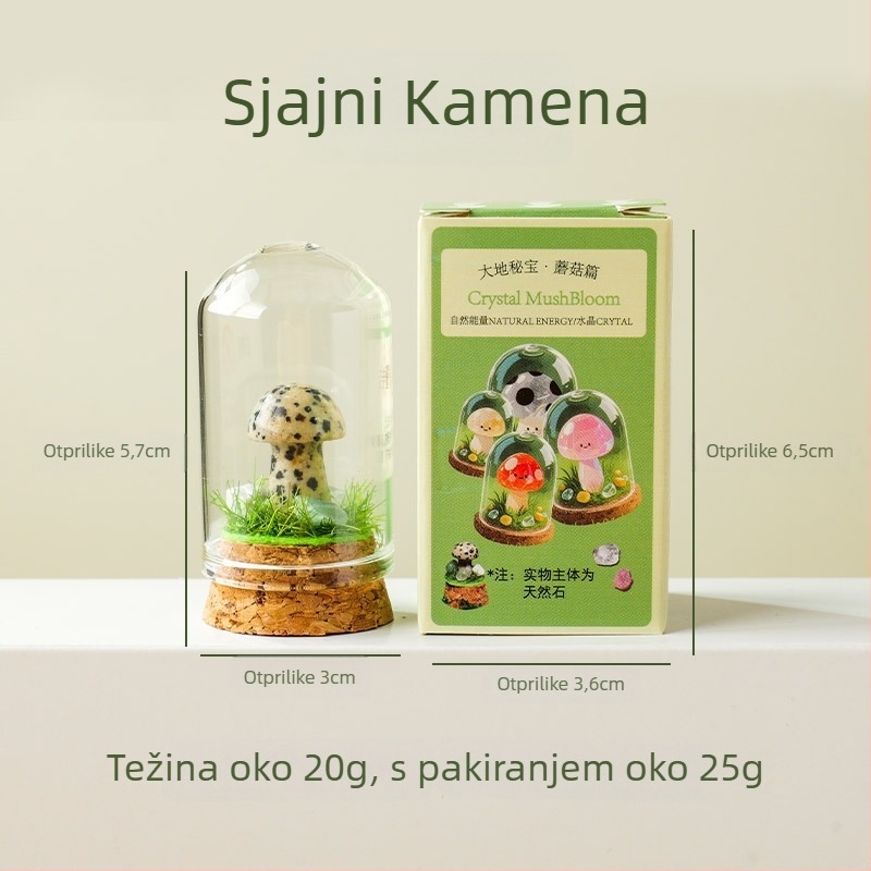 Set od 9 kristalnih gljiva u bočici želja – kristalni mini pejzaž ukras, poklon pakiranje, moderan minimalistički geometrijski dizajn, Apeng Crystal Crafts
